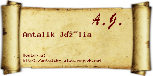 Antalik Júlia névjegykártya